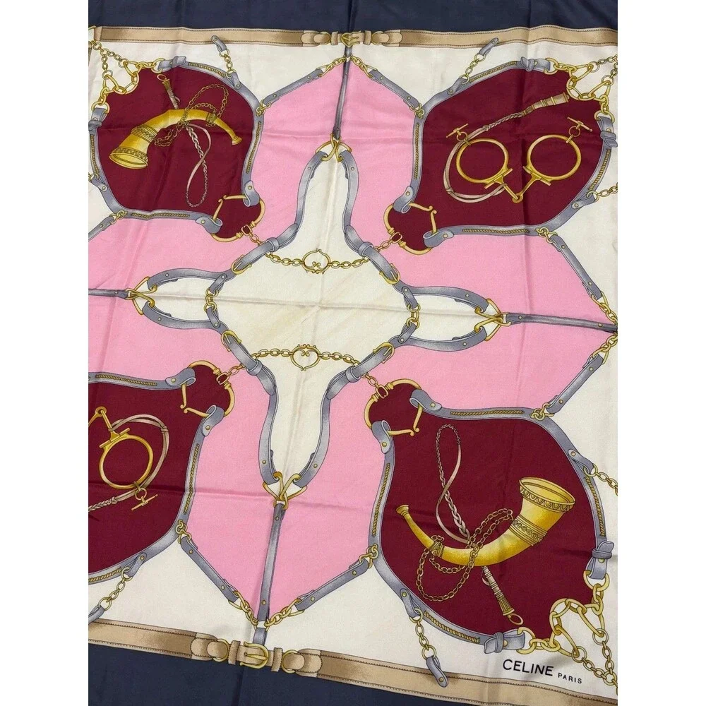 Vintage CELINE Silk Equestrian Square Scarf 33